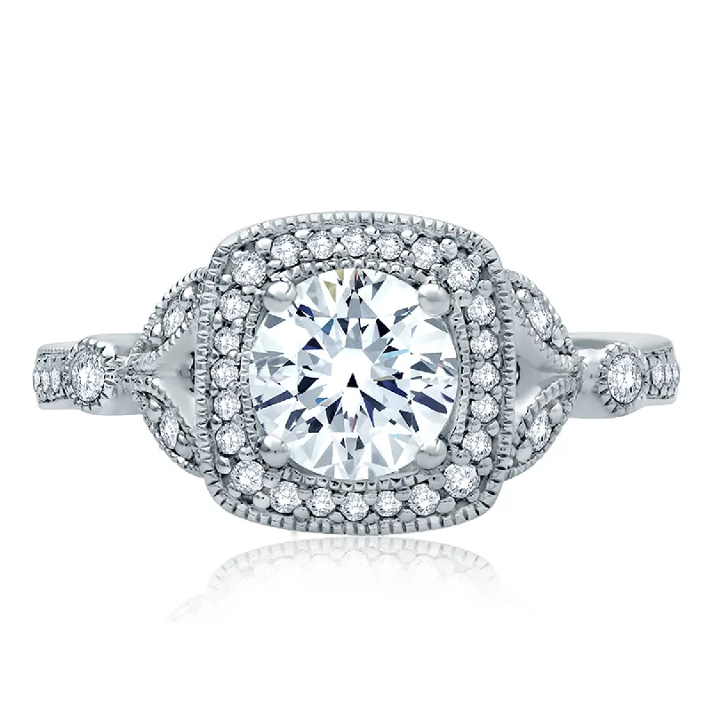 A.Jaffe Floral Inspired Modern Vintage Halo Diamond Quilted Engagement Ring ME2106Q/124