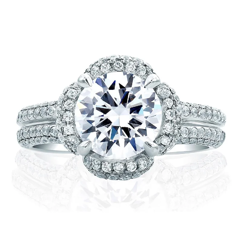 A.Jaffe Rollover Pavé Split Shank and Flower Halo Diamond Engagement Ring MES684/153