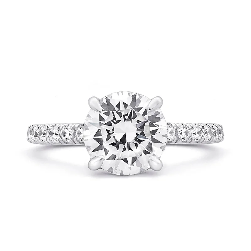 A.Jaffe French Pave Diamond Gallery Round Center Engagement Ring MES715/237