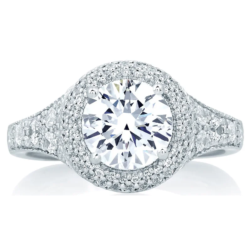 A.Jaffe Pavé Deco Double Round Halo Diamond Engagement Ring MES640/214