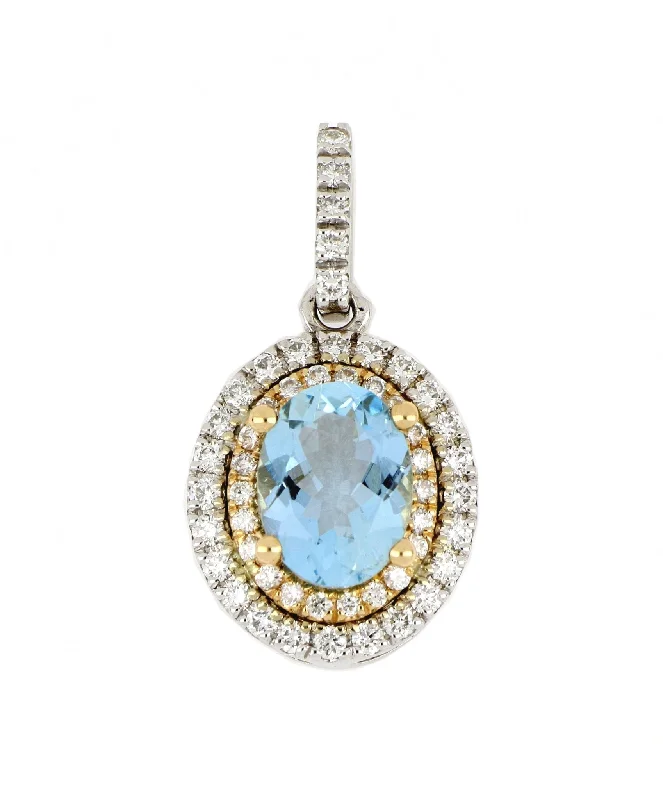 Aquamarine Pendant (Aquamarine 1.09 cts. White Diamond 0.38 cts.)