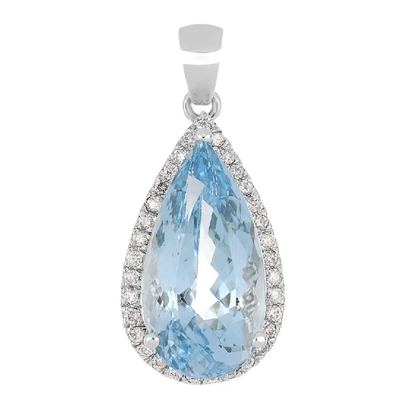 Aquamarine Pendant (Aquamarine 9.91 cts. White Diamond 0.37 cts.)