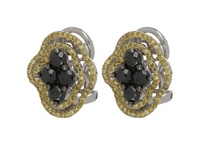 Black Diamond Earrings (Black Diamond 1.78 cts. Yellow Diamond 0.68 cts.)