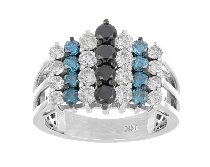 Black Diamond Ring (Black Diamond 0.53 cts. Blue Diamond 0.46 cts. White Diamond 0.89 cts.)