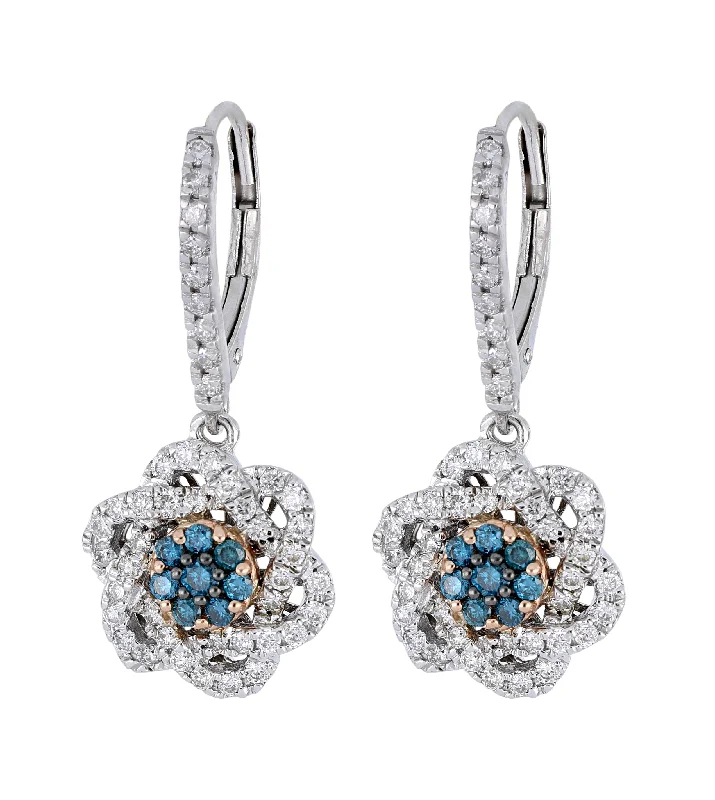 Blue Diamond Ladies Earrings (Blue Diamond 0.28 cts. White Diamond 0.7 cts.)