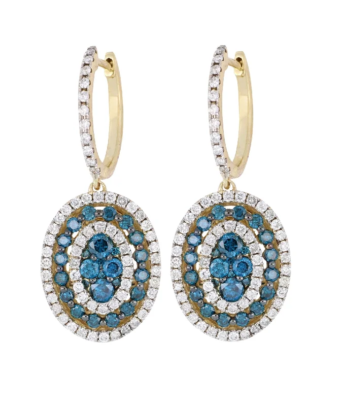 Blue Diamond Earrings (Blue Diamond 1.37 cts. White Diamond 1.10 cts.)