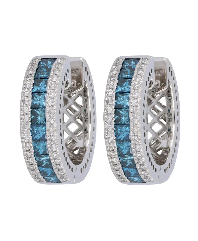 Blue Diamond Earrings (Blue Diamond 1.98 cts. White Diamond 0.35 cts.)