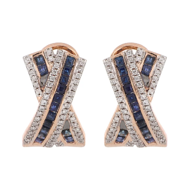 Blue Sapphire Earring (Blue Sapphire 1.99 cts. White Diamond 0.68 cts.)