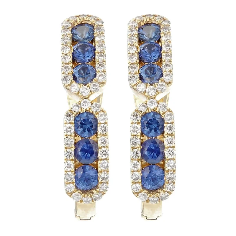 Blue Sapphire Earrings (Blue Sapphire 0.79 cts. White Diamond 0.34 cts.)