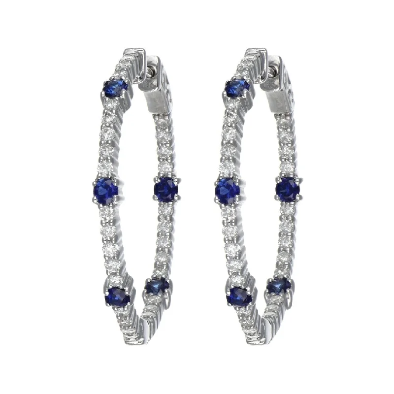 Blue Sapphire Earrings (Blue Sapphire 0.83 cts. White Diamond 1.19 cts.)