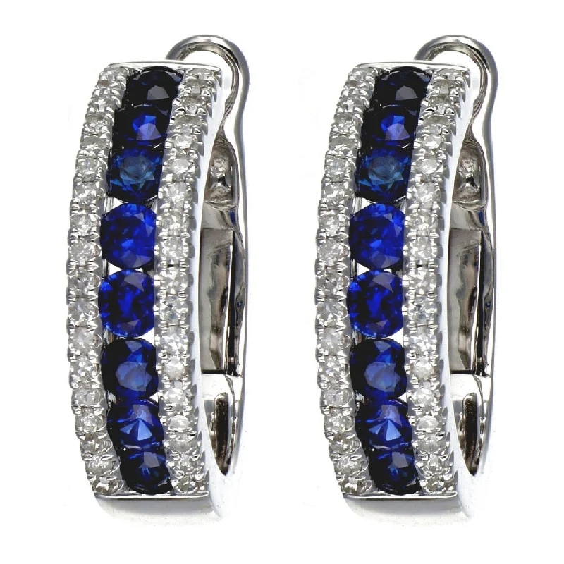 Blue Sapphire Earrings (Blue Sapphire 1.01 cts. White Diamond 0.31 cts.)