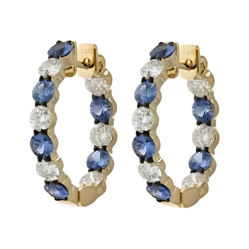 Blue Sapphire Earrings (Blue Sapphire 2.44 cts. White Diamond 2.07 cts)