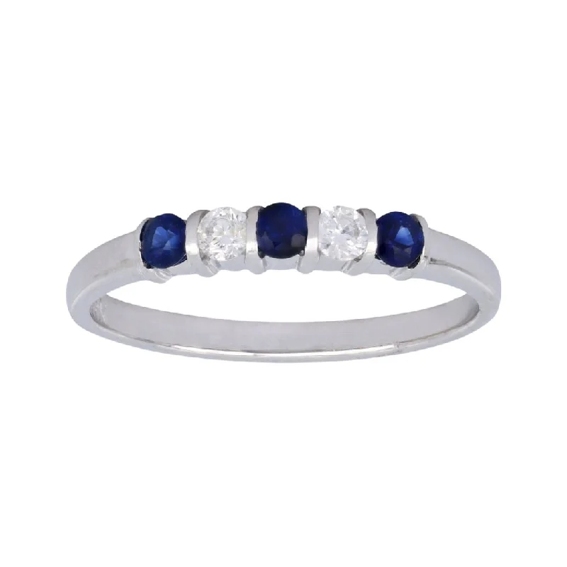 Blue Sapphire Ring (Blue Sapphire 0.25 cts. White Diamond 0.12 cts.)