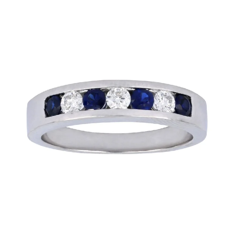 Blue Sapphire Ring (Blue Sapphire 0.41 cts. White Diamond 0.26 cts.)