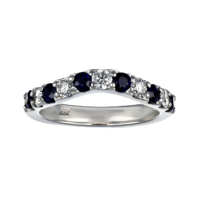 Blue Sapphire Ring (Blue Sapphire 0.67 cts. White Diamond 0.48 cts.)