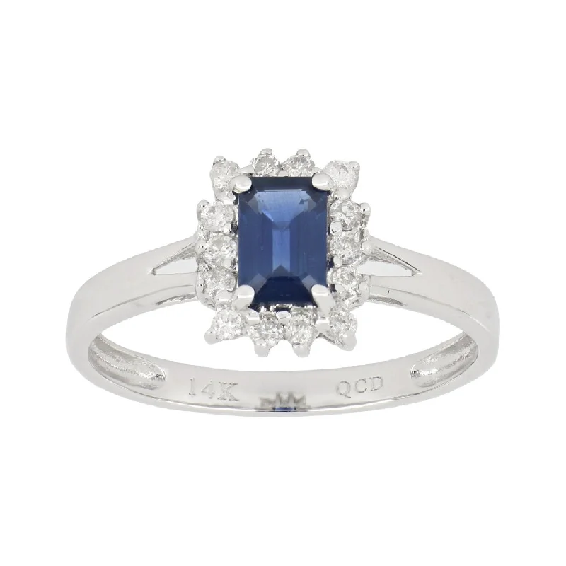 Blue Sapphire Ring (Blue Sapphire 0.71 cts. White Diamond 0.2 cts.)