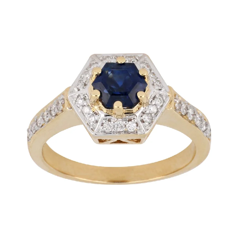 Blue Sapphire Ring (Blue Sapphire 1.11 cts. White Diamond 0.29 cts.)