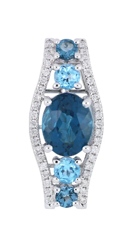 Blue Topaz Pendant (Blue Topaz 4.44 cts. White Diamond 0.32 cts.)