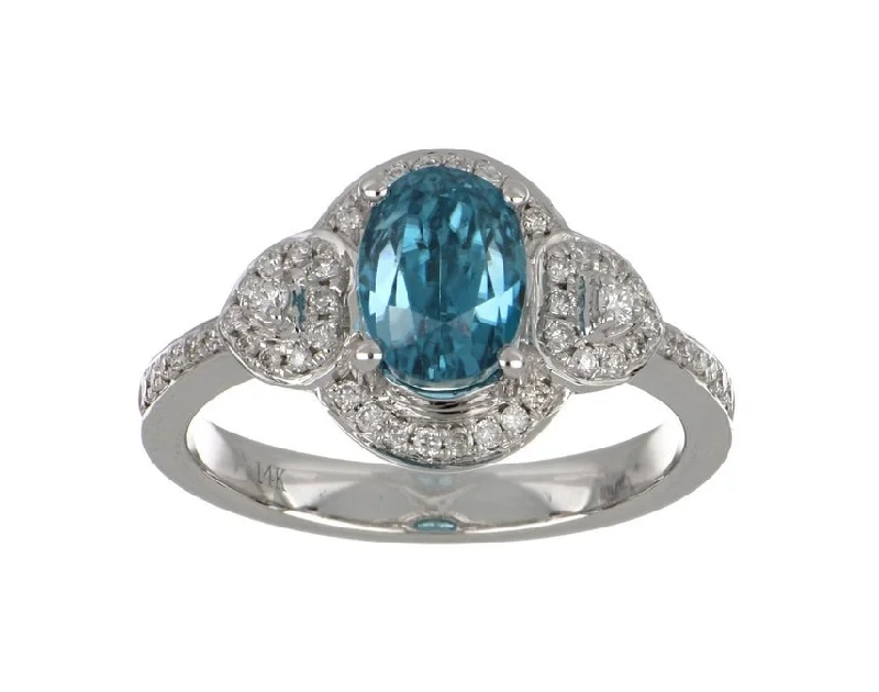 Blue Zircon Ring (Blue Zircon 3.17 cts. White Diamond 0.26 cts.)