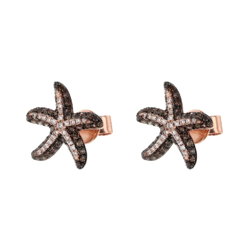 Brown Diamond Earrings (Brown Diamond 0.6 cts. White Diamond 0.18 cts.)