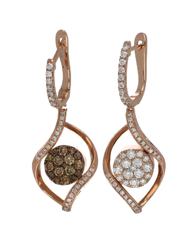 Brown Diamond Earrings (Brown Diamond 0.62 cts. White Diamond 0.89 cts.)