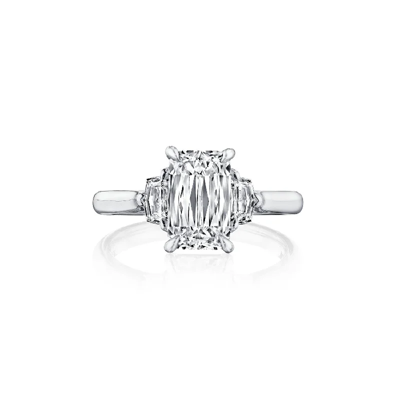 Fink's Exclusive Platinum ASHOKA® and Shield Diamond Side Stone Engagement Ring