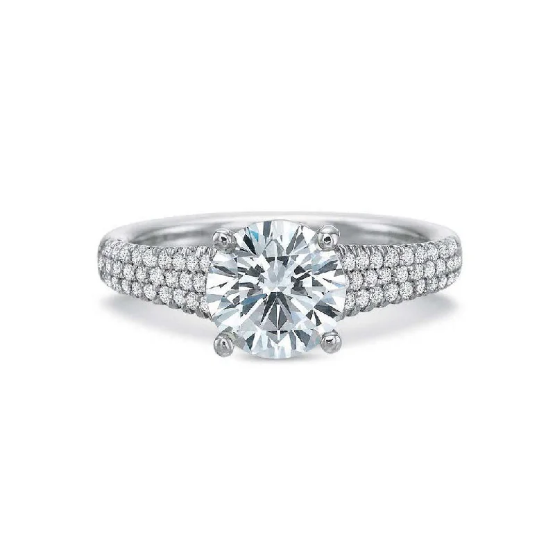 Fink's Exclusive Platinum Round Diamond Pavé Shank Engagement Ring