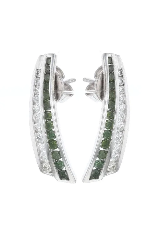 Green Diamond Earrings (Green Diamond 0.63 cts. White Diamond 0.52 cts.)