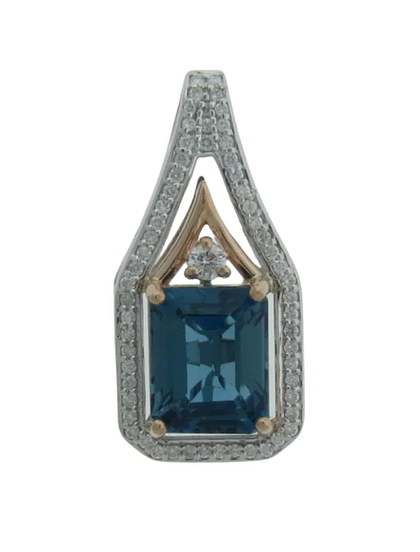 London Blue Topaz Ladies Pendant (London Blue Topaz 4.5 cts. White Diamond 0.34 cts.)