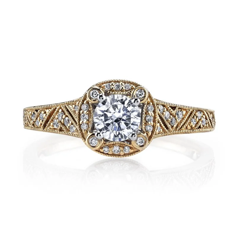 Mars Bridal Signature Round Halo w/ Milgrain & Filigree Detailing Diamond Engagement Ring 25850