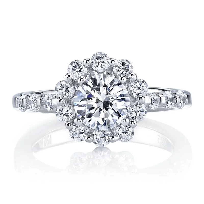 Mars Bridal Single Prong Round Halo Diamond Engagement Ring 25593