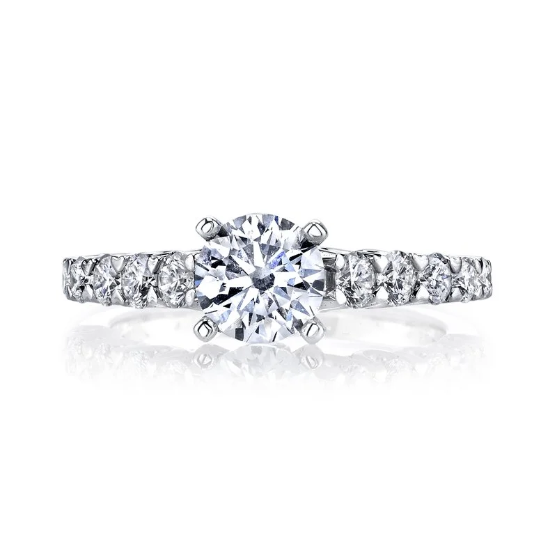 Mars Bridal U-Shaped Cathedral Peek-A-Boo Accent Diamond Engagement Ring 26343