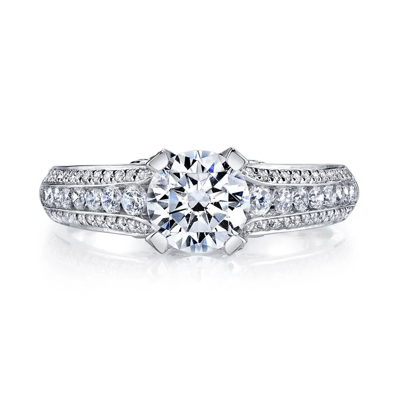 Mars Bridal Vintage Triple Row w/ Embellished Profile Diamond Engagement Ring 25735