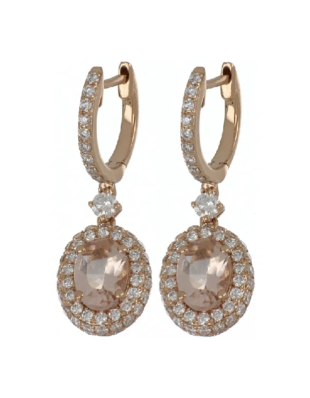 Morganite Earrings (Morganite 1.37 cts. White Diamond 1.21 cts.)