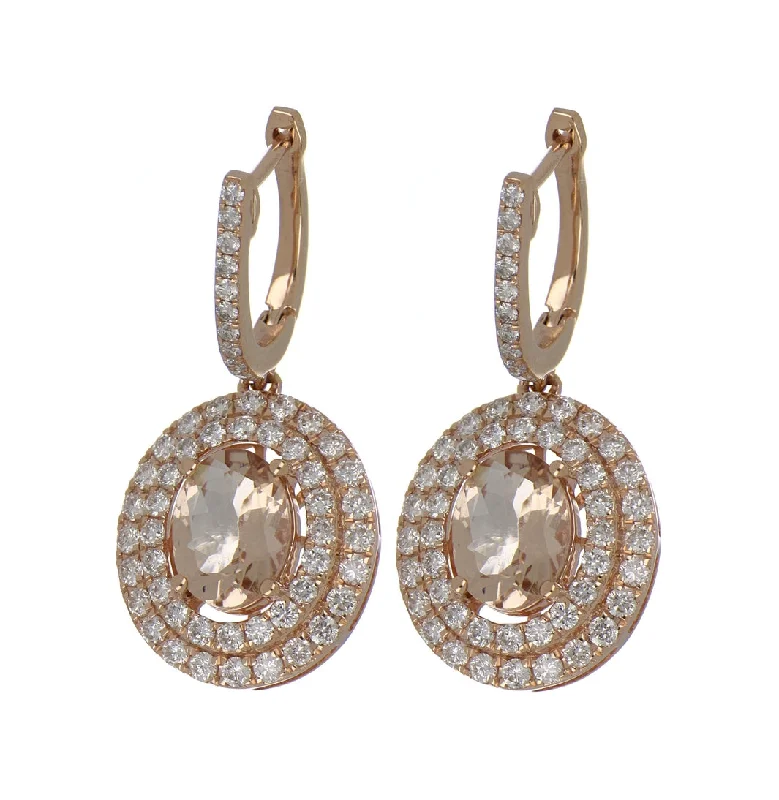 Morganite Earrings (Morganite 1.75 cts. White Diamond 1.25 cts.)