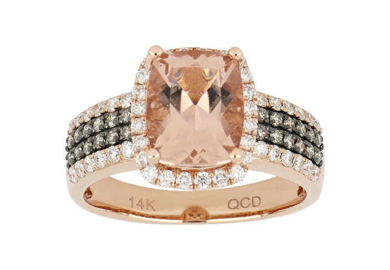 Morganite Ring (Morganite 2.68 cts. Brown Diamond 0.8 cts. White Diamond Included cts.)