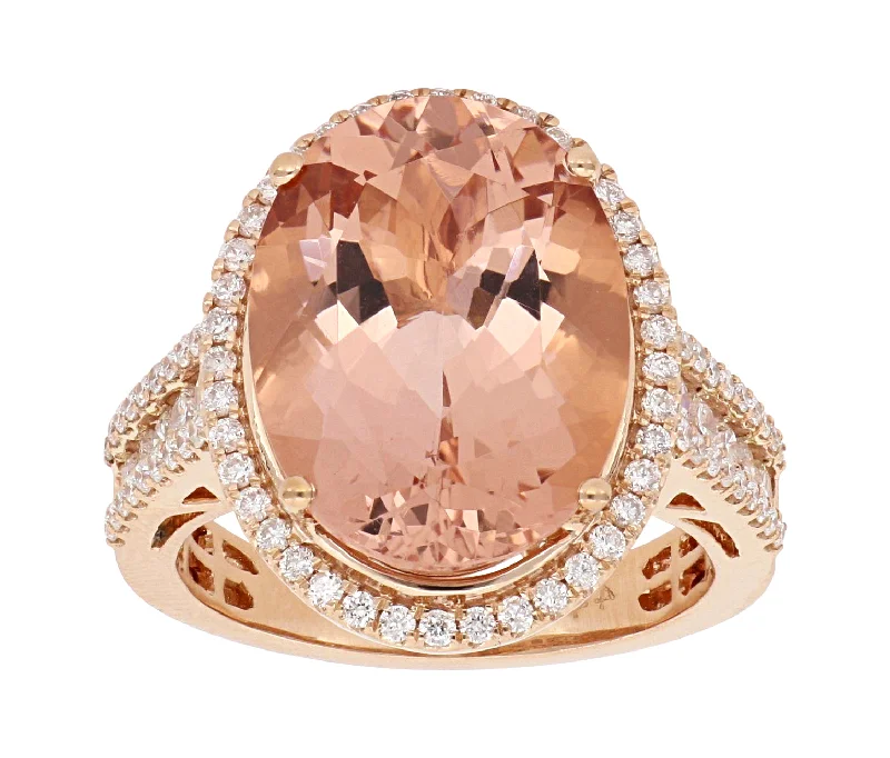 Morganite Ring (Morganite 9.22 cts. White Diamond 0.83 cts.)