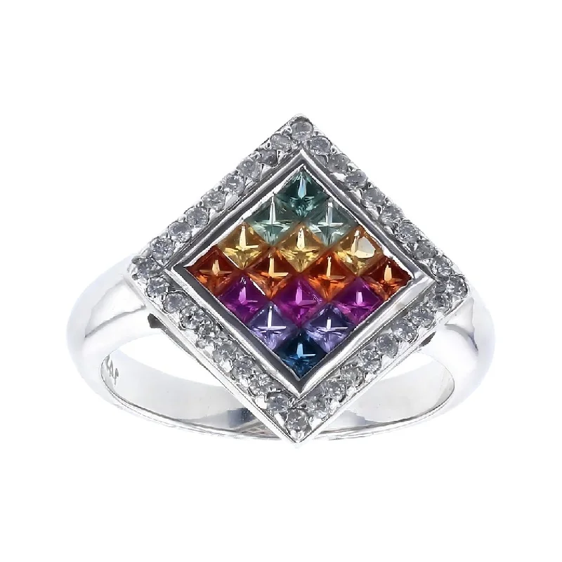 Multi-Color Sapphire Ring (Multi-Color Sapphire 0.83 cts. White Diamond 0.25 cts.)