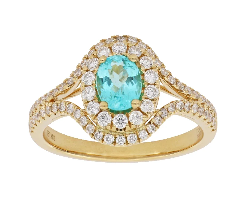 Paraiba Tourmaline Ring (Paraiba Tourmaline 0.64 cts. White Diamond 0.56 cts.)