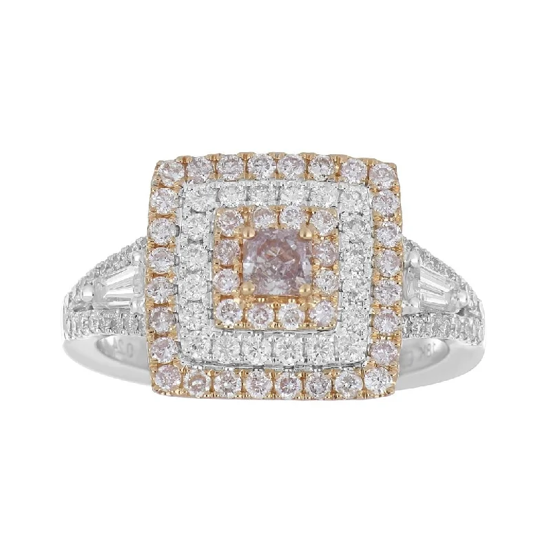 Pink Diamond Ring (Pink Diamond 0.24 cts. Pink Diamond 0.44 cts. White Diamond 0.56 cts.)