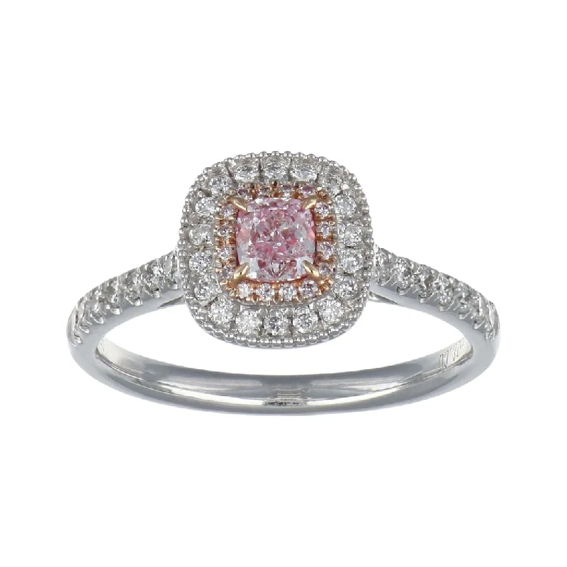 Pink Diamond Ring (Pink Diamond 0.31 cts. FP SI1 White Diamond 0.37 cts.)