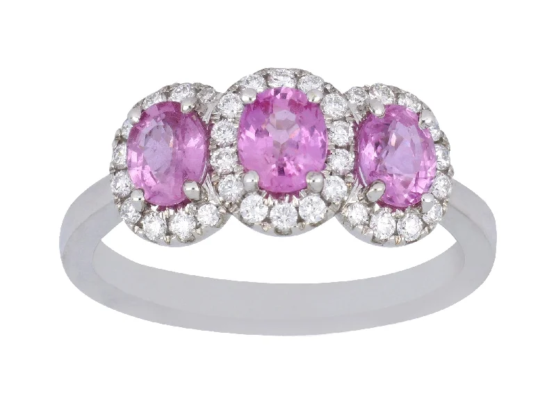 Pink Sapphire Ring (Pink Sapphire 1.26 cts. White Diamond 0.27 cts.)