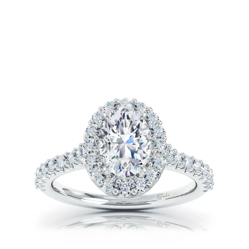 The Studio Collection Oval Center Diamond and Halo Engagement Ring