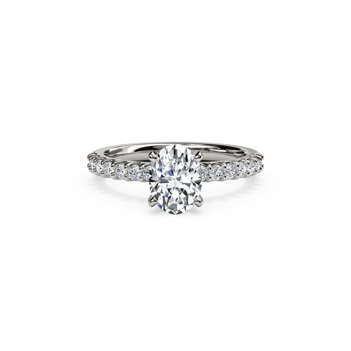 The Studio Collection Oval Center Diamond and Diamond Shank Engagement Ring