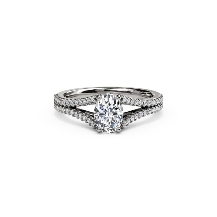 The Studio Collection Oval Center Diamond and Split Diamond Shank Engagement Ring