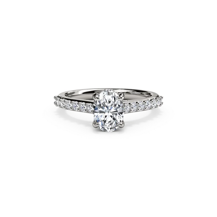 The Studio Collection Oval Center Diamond with Diamond Gallery and Shank Engagement Ring