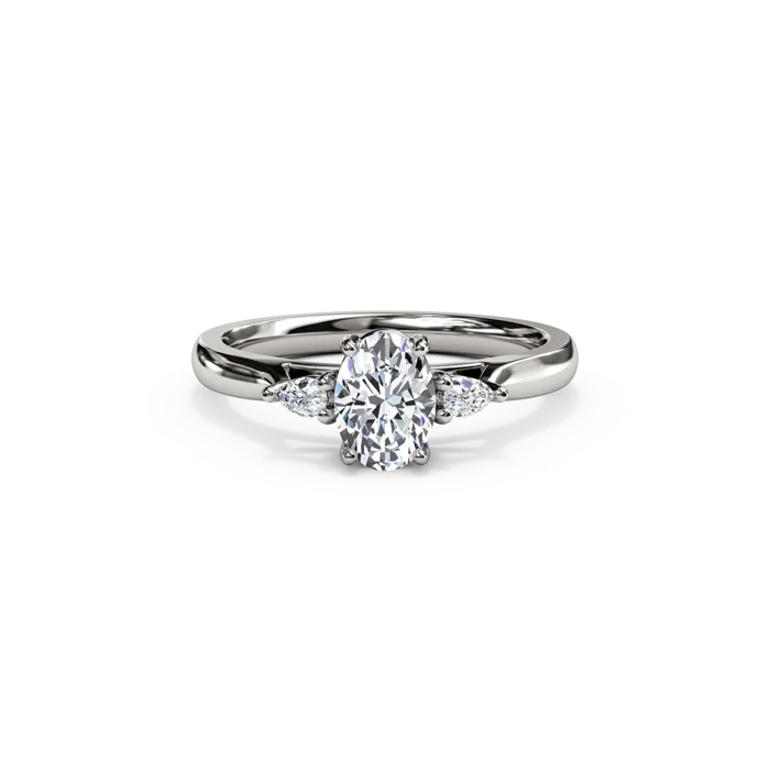 The Studio Collection Oval Center Diamond with Side Diamond Accents Engagement Ring