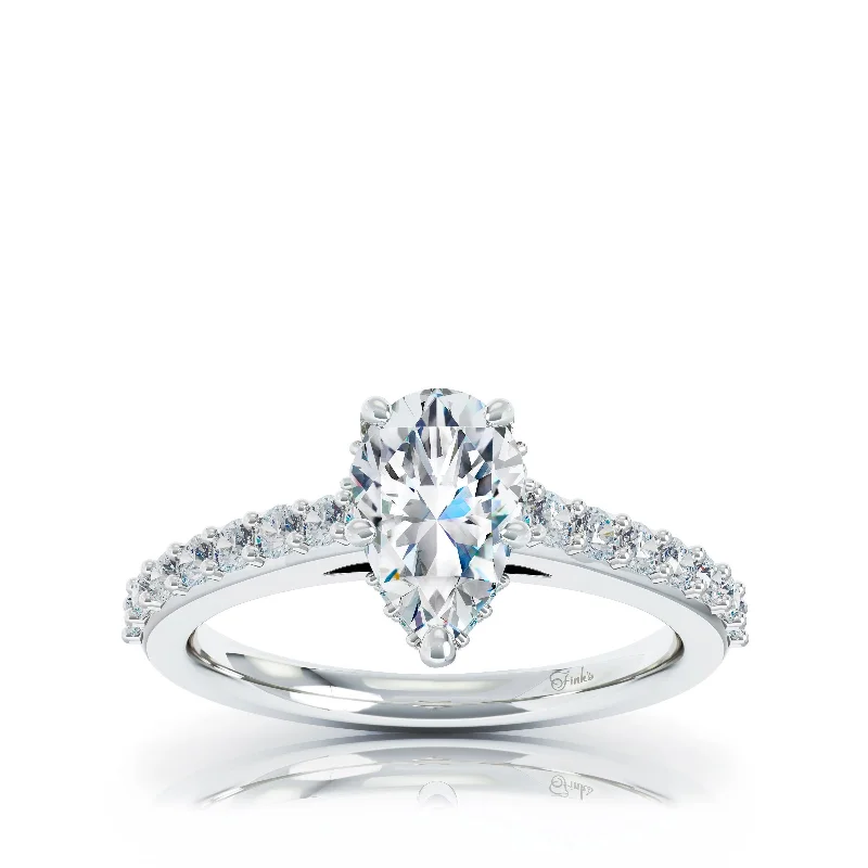 The Studio Collection Pear Center Diamond with Diamond Gallery and Shank Engagement Ring