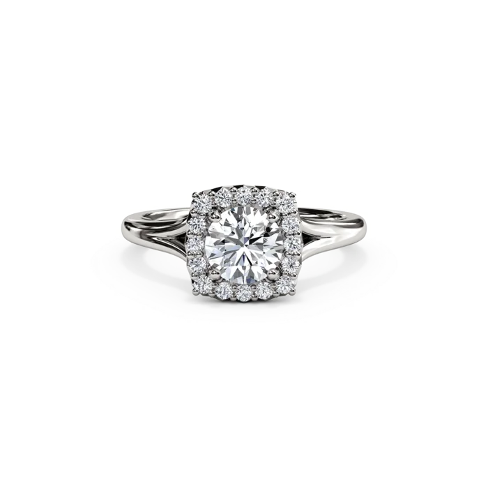 The Studio Collection Round Diamond Halo and Classic Shank Engagement Ring