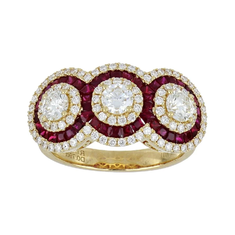 White Diamond Ring (White Diamond 0.79 cts. Ruby 1.12 cts. White Diamond 0.49 cts.)